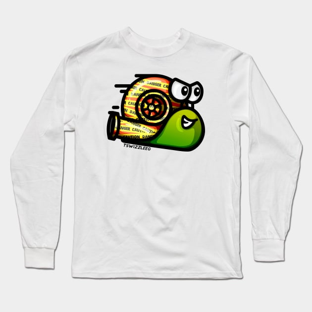 Turbo Snail - Caution (Green) Long Sleeve T-Shirt by hoddynoddy